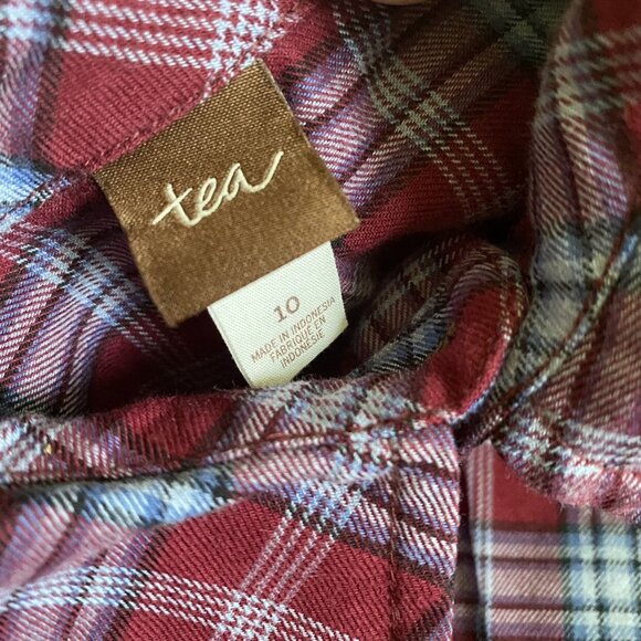 Tea Collection USA Plaid Flannel Shirt Size 10 - Picture 2 of 4